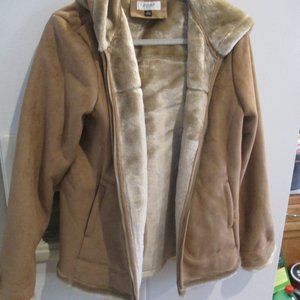 Jones New York Hooded Faux Suede Women's Winter Coat Size  nwot